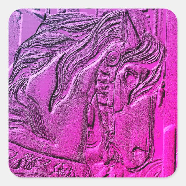 Carousel Horse Art Quadratischer Aufkleber (Vorderseite)