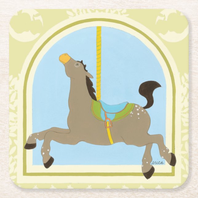 Carousel Horse by June Erica Vess Rechteckiger Pappuntersetzer (Vorderseite)