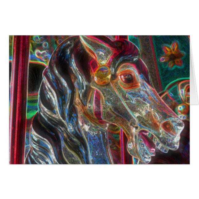 Carousel Horse Carte d'Art Abstrait (Devant Horizontal)