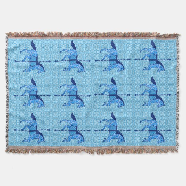Carousel Horse - Cobalt und Sky Blue Decke (Vorderseite)