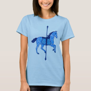 Carousel Horse - Cobalt und Sky Blue T-Shirt
