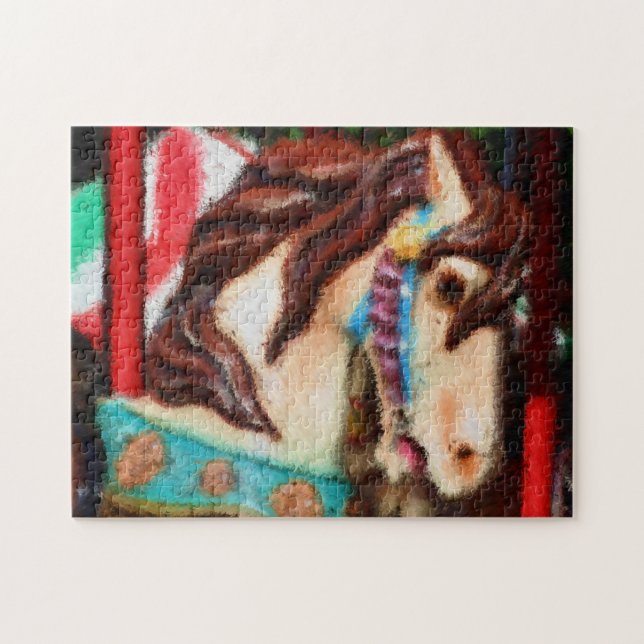 Carousel Horse Impressionist Malerei (Horizontal)