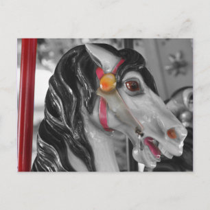 Carousel Horse noir blanc carte postale
