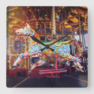 Carousel Horse Quadratische Wanduhr