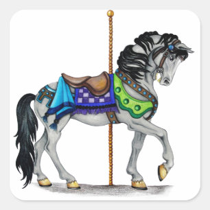 Carousel Horse Quadratischer Aufkleber