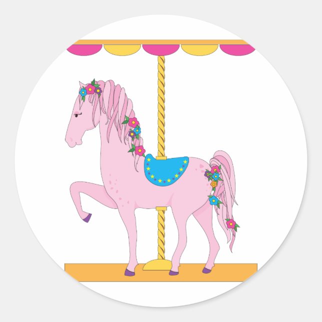 Carousel Horse Runder Aufkleber (Vorderseite)
