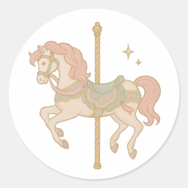 Carousel horse runder aufkleber (Vorderseite)