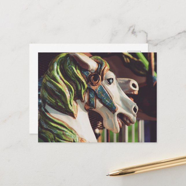 Carousel Horses Summer Days at the Fair Postkarte (Vorderseite/Rückseite Beispiel)