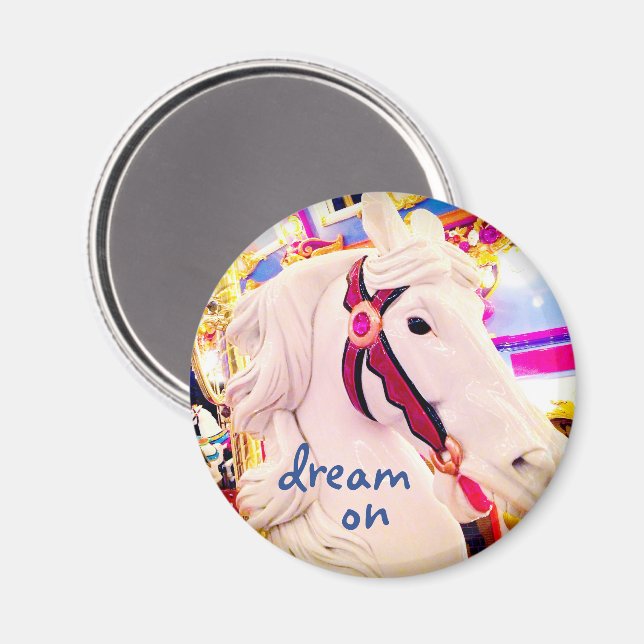 Carousel Pferd Foto Traum auf Zitat-Skript stilvol Magnet (Vorderseite/Rückseite)