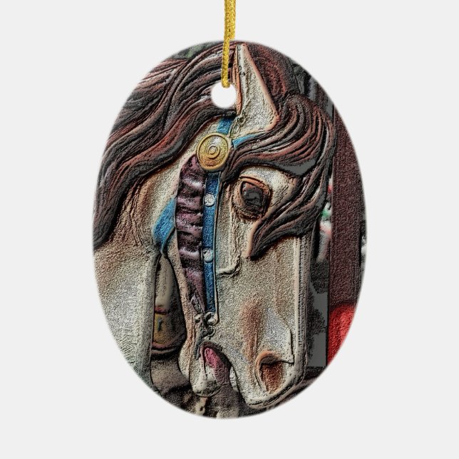 Carousel Pferdepfeifen Kunst, Dichtung und Musik Keramikornament (Vorne)