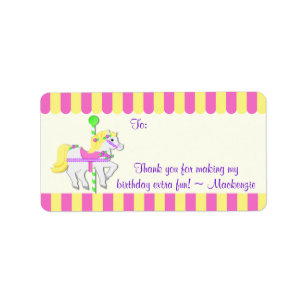 Carousel Pony Birthday Favor Tag Adressaufkleber