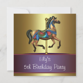 Carousel Pony Girls 5. Geburtstagsparty Einladung