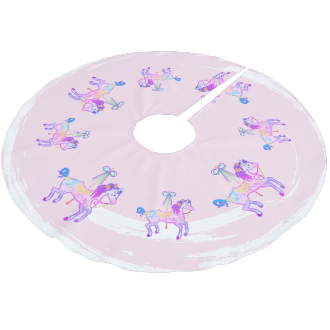 Carousel Pony-Rock Polyester Weihnachtsbaumdecke (Schrägansicht)