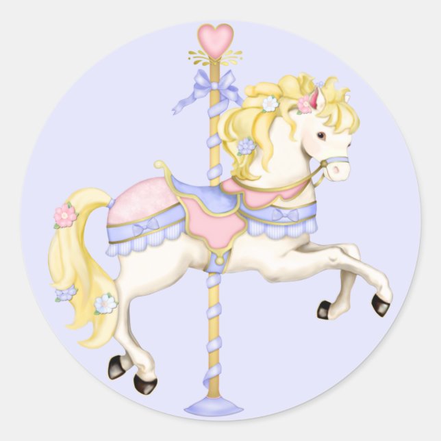 Carousel Pony Runder Aufkleber (Vorderseite)