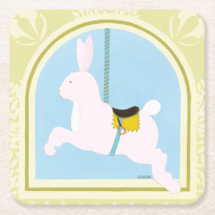 Carousel Rabbit von June Erica Vess Rechteckiger Pappuntersetzer