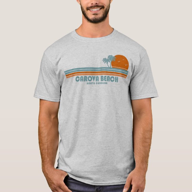 Carova Beach North Carolina Sun Palm Trees T-Shirt (Vorderseite)
