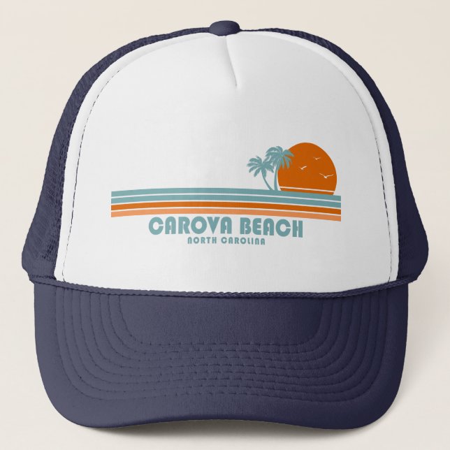 Carova Beach North Carolina Sun Palm Trees Truckerkappe (Vorderseite)
