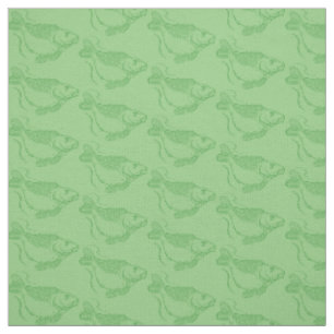 Carp Fish Print Khaki Green Fishing Stoff