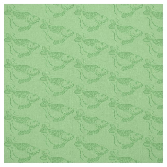 Carp Fish Print Khaki Green Fishing Stoff (Muster)