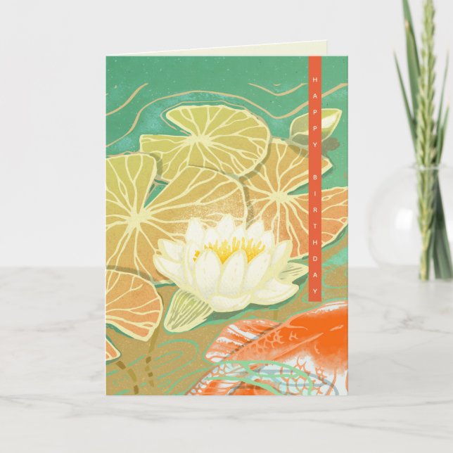 Carp Koi Fish Water Lily Pond Carte de voeux (Devant)