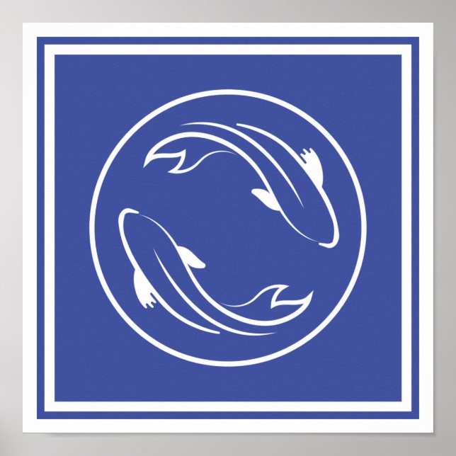 Carp Koi Yin Yang Zen Spiritualität Chinesischer F Poster (Vorne)