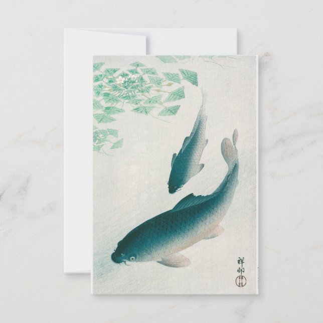 Carp oder Koi (1926) von Ohara Koson Einladung (Vorderseite)