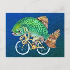 Carp Riding A Bicycle Postkarte