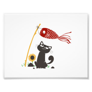 Carp Streamer Happy Cat - Wählen Sie die Hintergr Fotodruck