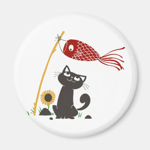 Carp Streamer Happy Cat - Wählen Sie die Hintergr Magnet