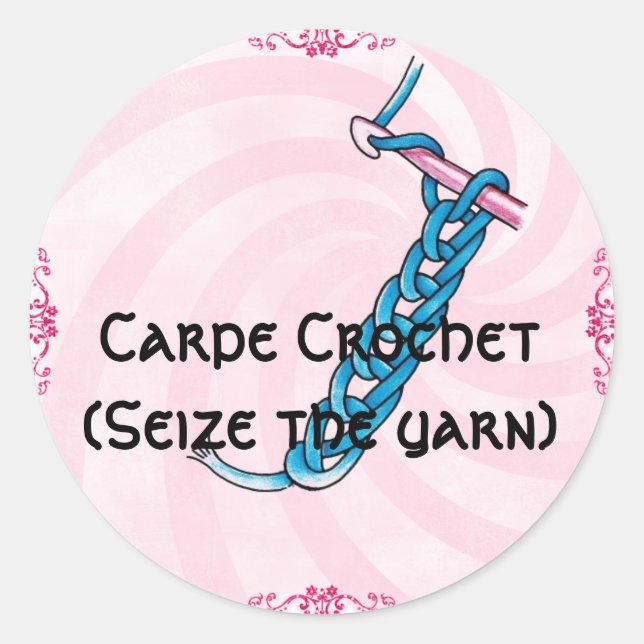 Carpe Crochet Runder Aufkleber (Vorderseite)