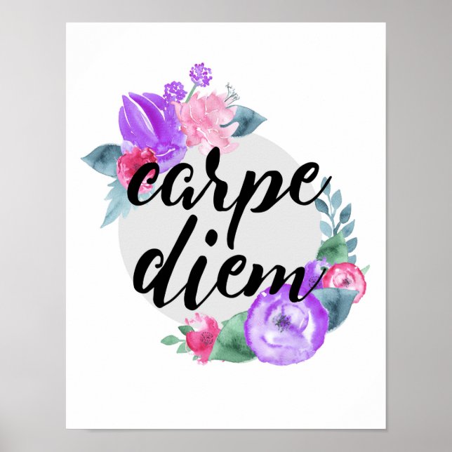 Carpe Diem - Blume - Weißes Poster (Vorne)