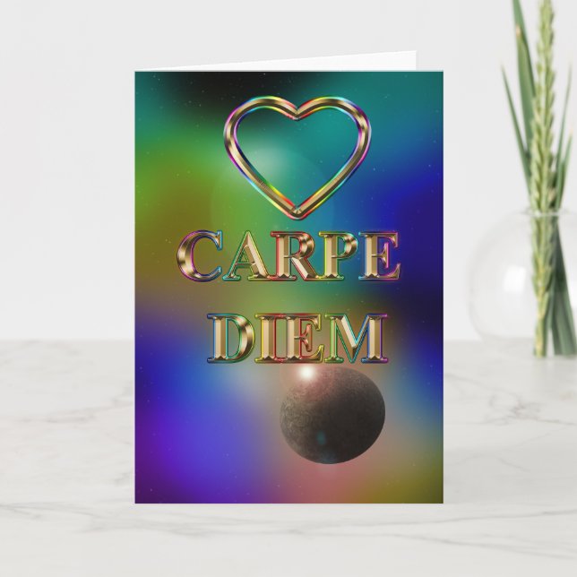 Carpe Diem carte blanche cosmos arc-en-ciel coeur (Devant)