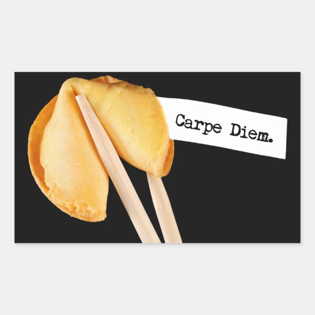 Carpe Diem Fortune Cookie Rechteckiger Aufkleber (Vorderseite)