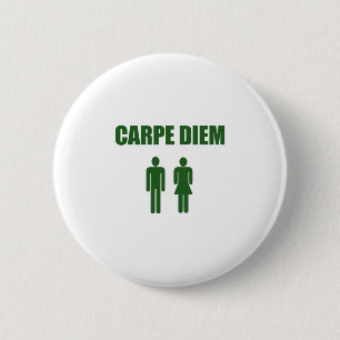Carpe Diem (grüner Textjunge u. -mädchen) Button