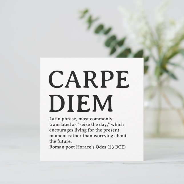 Carpe Diem latin quote Feiertagskarte (Stehend Vorderseite)
