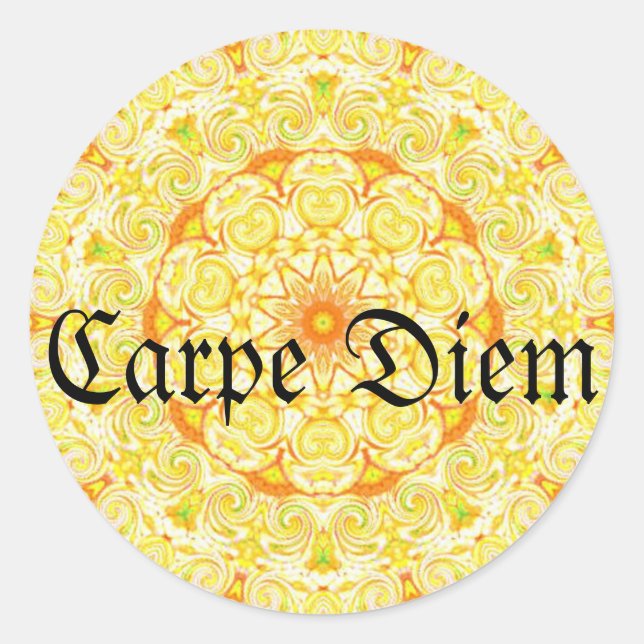 Carpe Diem Runder Aufkleber (Vorderseite)