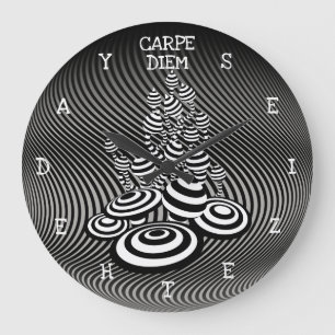 Carpe Diem seize the day Magic Mushroom. Große Wanduhr