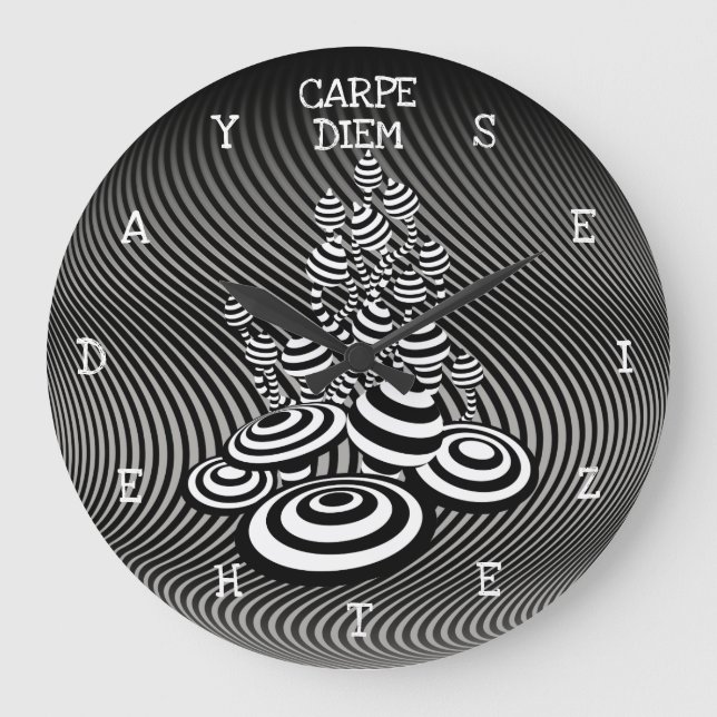 Carpe Diem seize the day Magic Mushroom. Große Wanduhr (Vorderseite)
