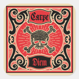 Carpe Diem Skull Quadratischer Aufkleber