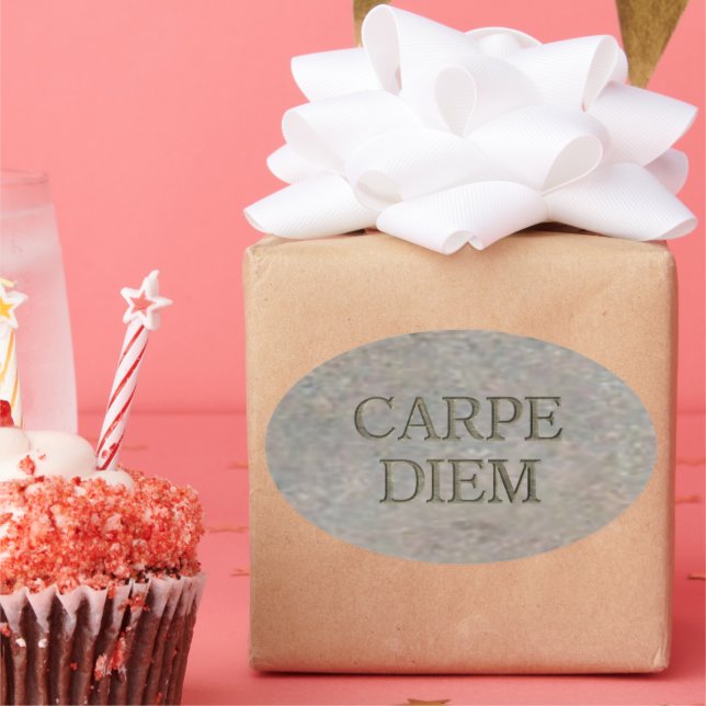 Carpe Diem Stone oval gros autocollants (Fête)