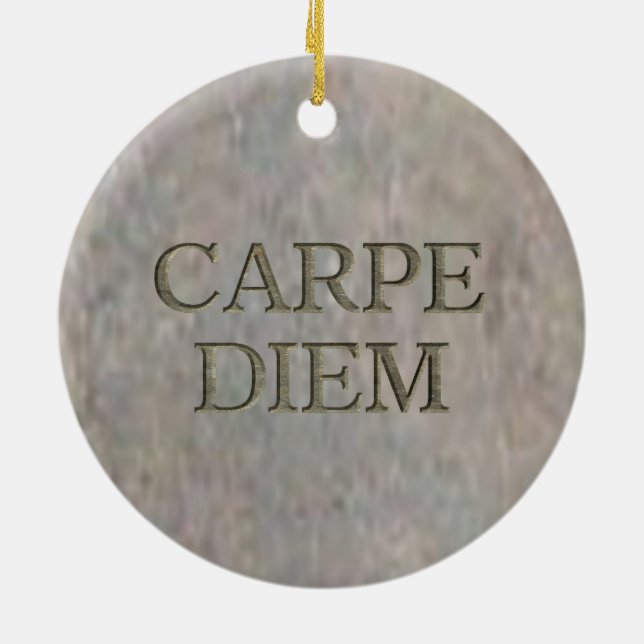 Carpe Diem Stone runde Keramik Keramik Ornament (Hinten)