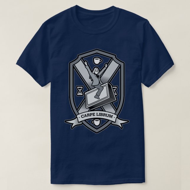 Carpe Librum Bookish Coat of Arms Librarian Bookwo T-Shirt (Design vorne)