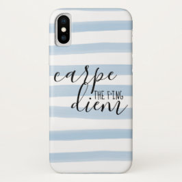 Carpe the f'ing Diem Blue Stripe Muster iPhone X Hülle