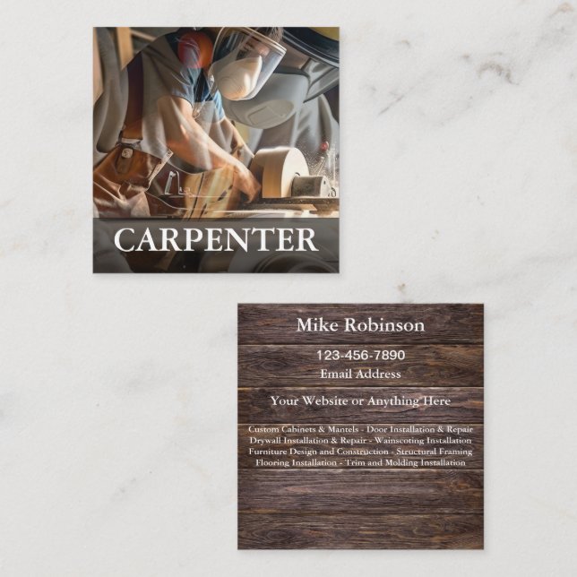 Carpenter Bold Modern Business Cards Quadratische Visitenkarte (Vorne/Hinten)