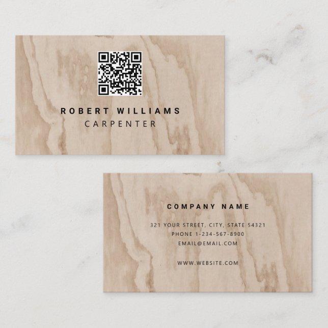 Carpenter Construction QR Code Business Card Visitenkarte (Vorne/Hinten)