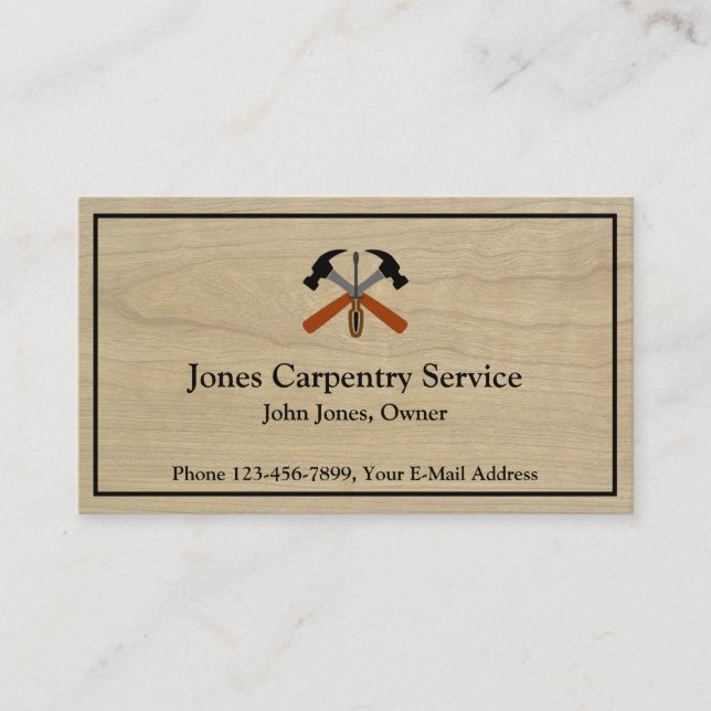Carpenter Contractor Construction Business Card Visitenkarte (Vorderseite)