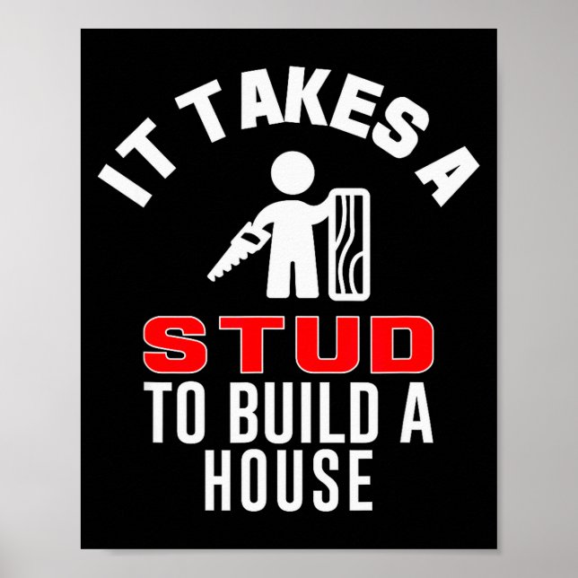 Carpenter Funny It Takes A Stud To Build A House G Poster (Vorne)