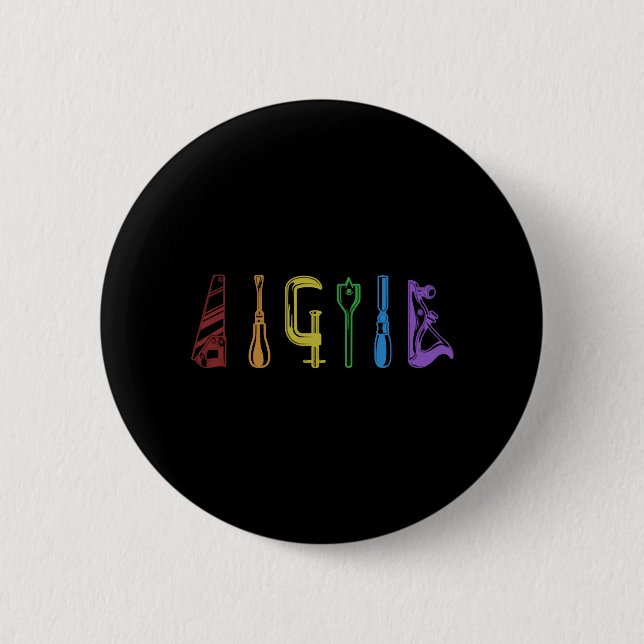 Carpenter LGBT Rainbow Woodworker Button (Vorderseite)