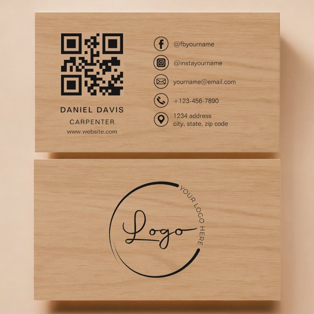 Carpenter Wood Professional QR Code Visitenkarte (Von Creator hochgeladen)