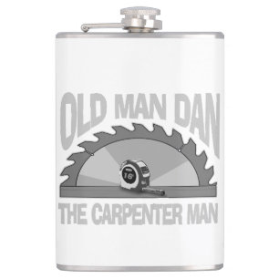 Carpenter Woodworking Old Man Dan Lumber Builder Flachmann